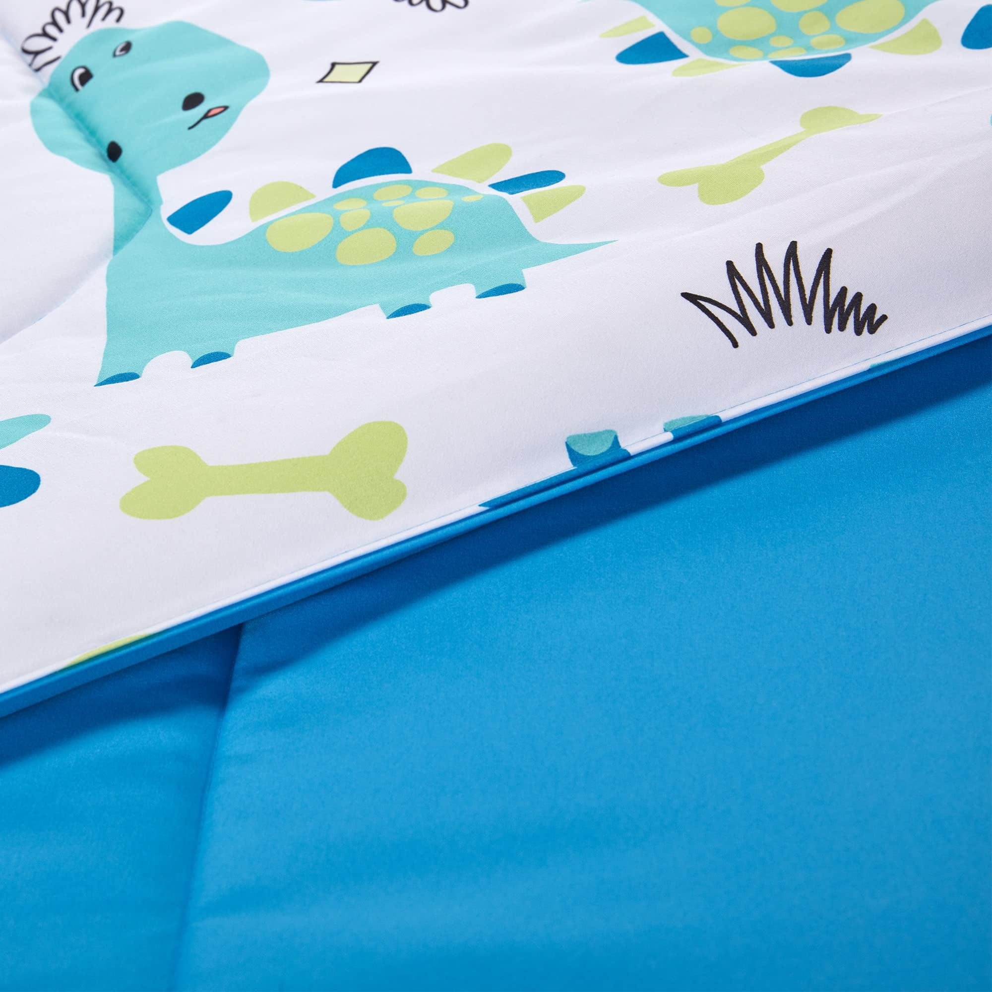 Sleep Zone Kids Bedding Comforter Set Full/Queen Size - Super Soft & Cute Printed 3-Piece Comforter Set All Seasons for Boys, Girls, Fade Resistant, Machine Washable, Cute Dino