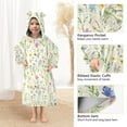 thumbnail image 4 of Dailycode Wearable Blanket Hoodie Oversized Sherpa Flannel Blankets with Pocket for 3-14 Year Old Watercolor Wildflower, 4 of 7