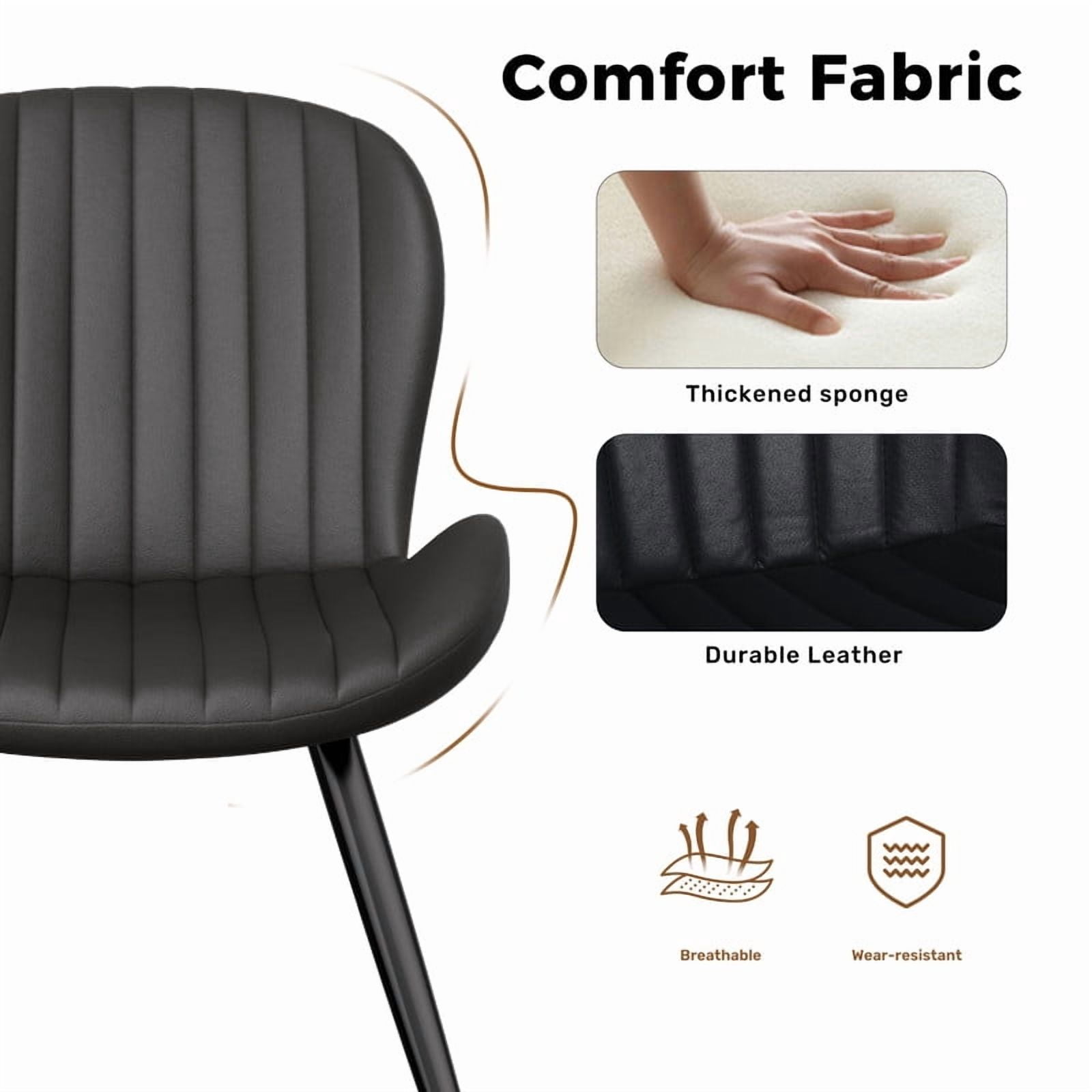 Daluvenix Modern Dining Chairs Set of 4 Upholstered Comfy Fabric Kitchen & Dining Room Chairs with Metal Legs & Thick Cushions for Living Room, Black