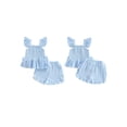 thumbnail image 2 of BemeyourBBs Toddler Baby Girl Summer Clothes Infant Baby Girl Smocked Cotton Linen Outfit Bow Flying Sleeve Ruffle Shirt Tops and Shorts Set 2 Piece Summer Outfit, 2 of 9