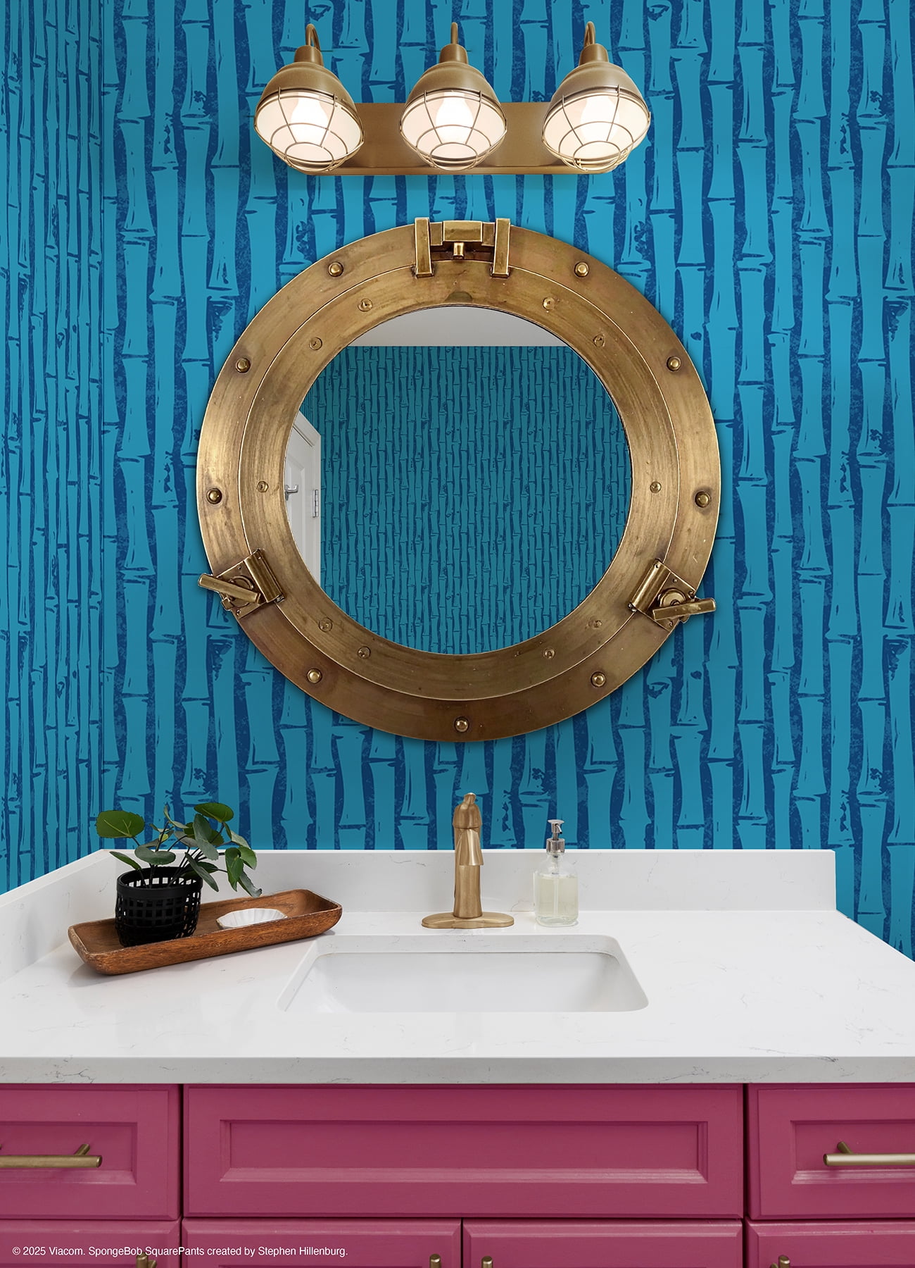 SpongeBob SquarePants Bamboo Blue Peel and Stick Wallpaper