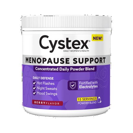 Cystex Menopause Wellness Powder for Women's Health, Berry Flavor, 1.8 oz