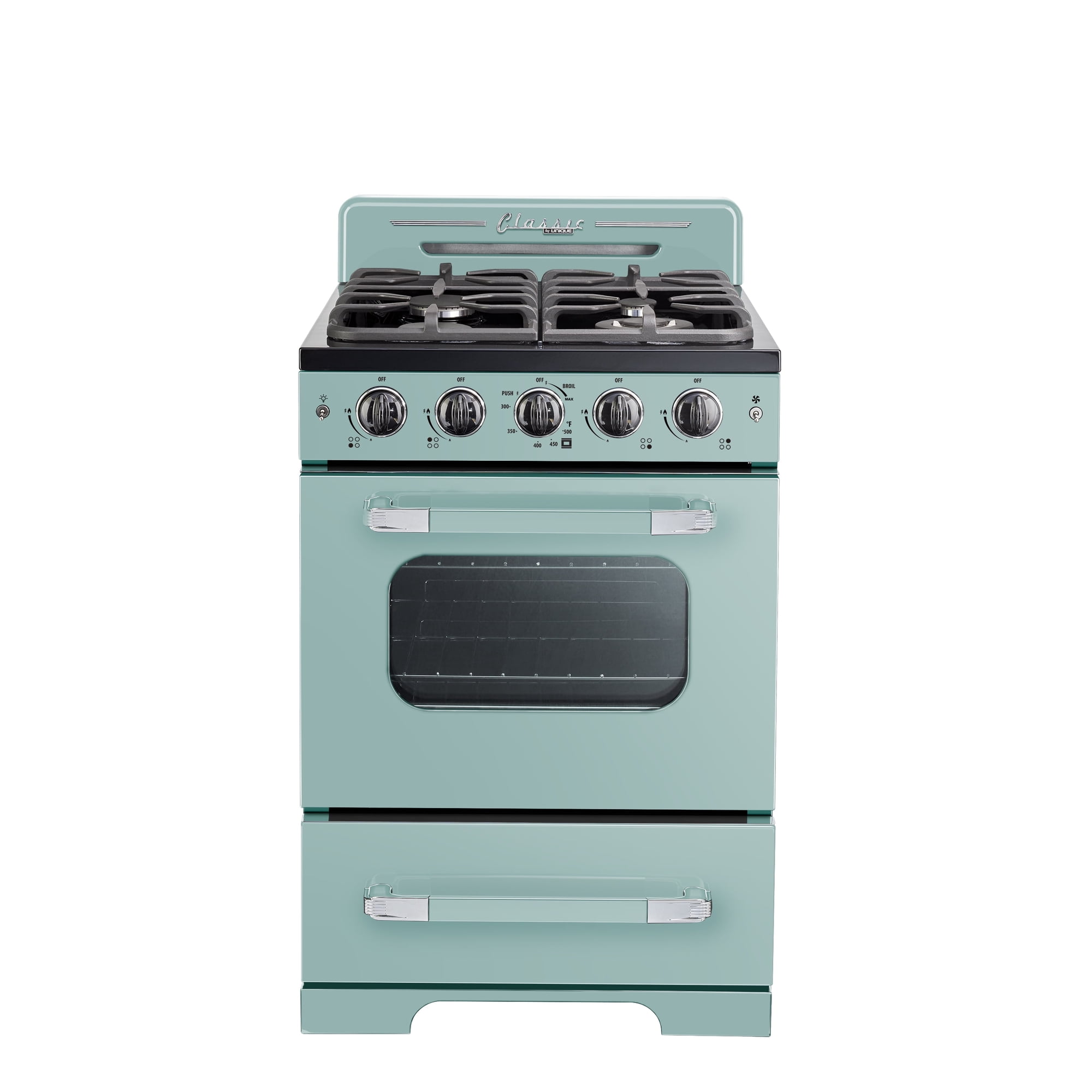 Unique Appliances Classic Retro 24" 2.9 cu ft Freestanding Gas Range, Ocean Mist Turquoise