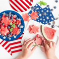 thumbnail image 4 of 4th of July American Flag Patriotic Party Supplies Disposable Paper Plates Napkins Cocktail Napkins Cups Tablecloth and Banner for Election Day 4th of July Independence Day Decorations, Serve 25, 4 of 10