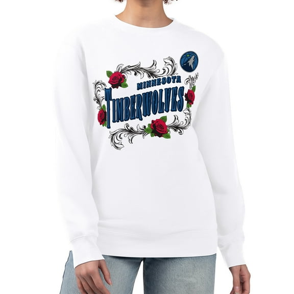 Women's G-III 4Her by Carl Banks White Minnesota Timberwolves Roses Fleece Tri-Blend Sweatshirt