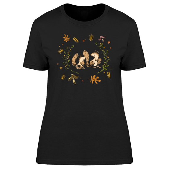 Autumn Floral Nature Squirrels Tee Women's -Image by Shutterstock