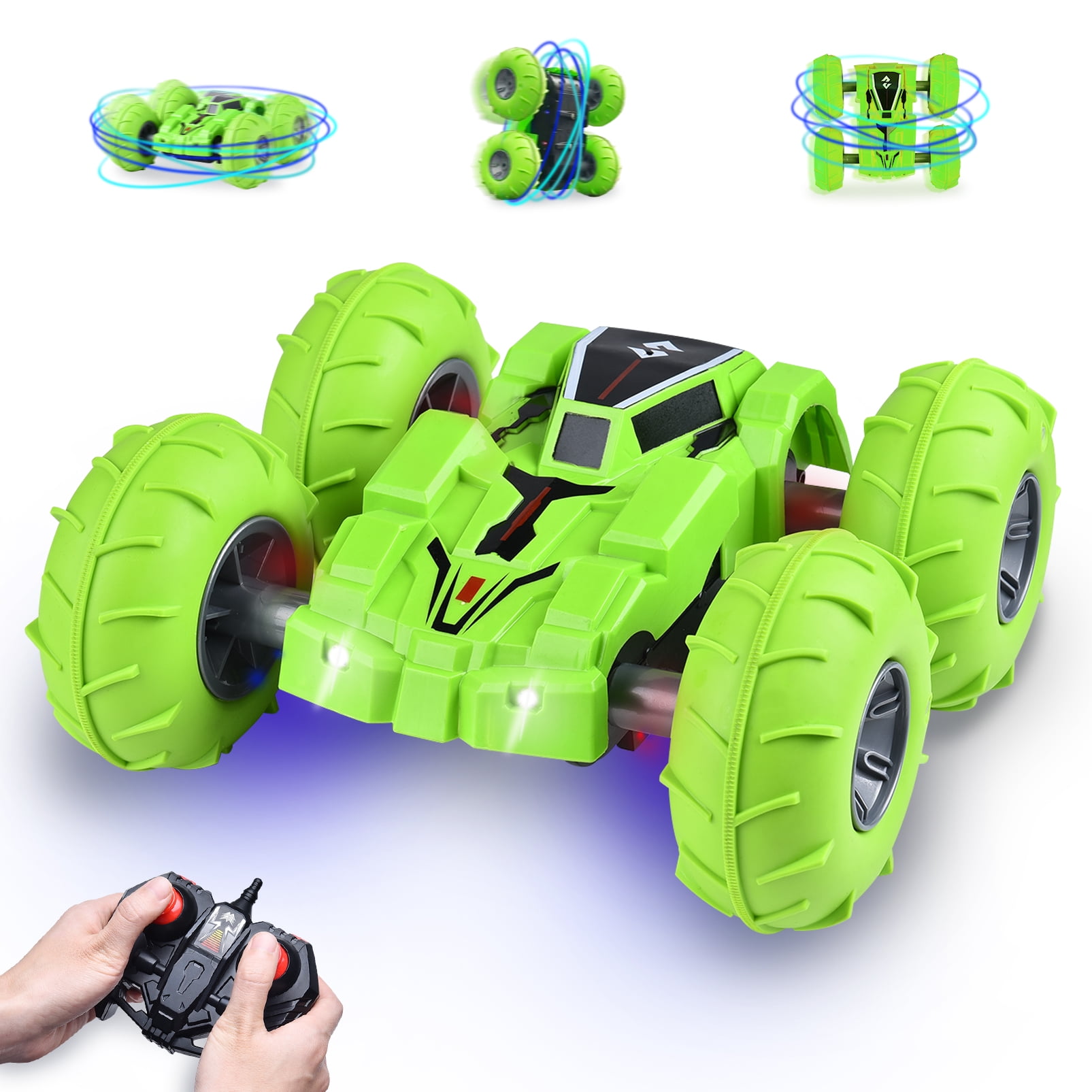 Details about  / Remote Control Car RC Cars Stunt Car Toy 4WD 2.4Ghz Double Sided 360° Green