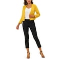 thumbnail image 2 of INSPIRE CHIC Women's Workwear Zipper Collarless Cropped Blazer XS Yellow, 2 of 7