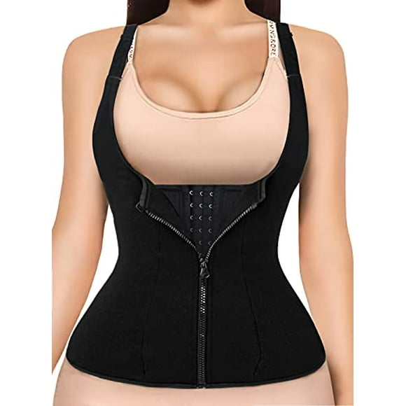 Waist Trainer for Women,Zipper Body Shaper Cincher Sports Girdle corset,X-Large Black