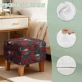 thumbnail image 7 of SCRAWLGOD Skull Rose Leaf Print Red Gray Ottoman Slipcover, Comfortable Foot Stool Sofa Slipcovers Washable Square Footrest Covers with Elastic Bottom, 7 of 7