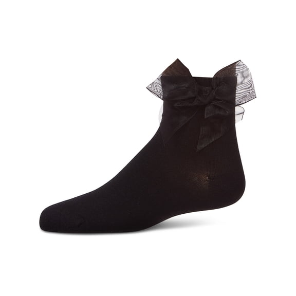 MeMoi Girls Tulle-Bow-Trimmed Mercerized Cotton-Rich Ankle Sock - Girls - Female, 6, Blush