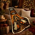 thumbnail image 3 of Haunted House Happy Haunts Phrase Halloween, Festive Halloween Scene, Warm Flannel Blanket for Living Room and Family Room, Art Lovers Halloween Gift, Festive Home Decor, 3 of 9