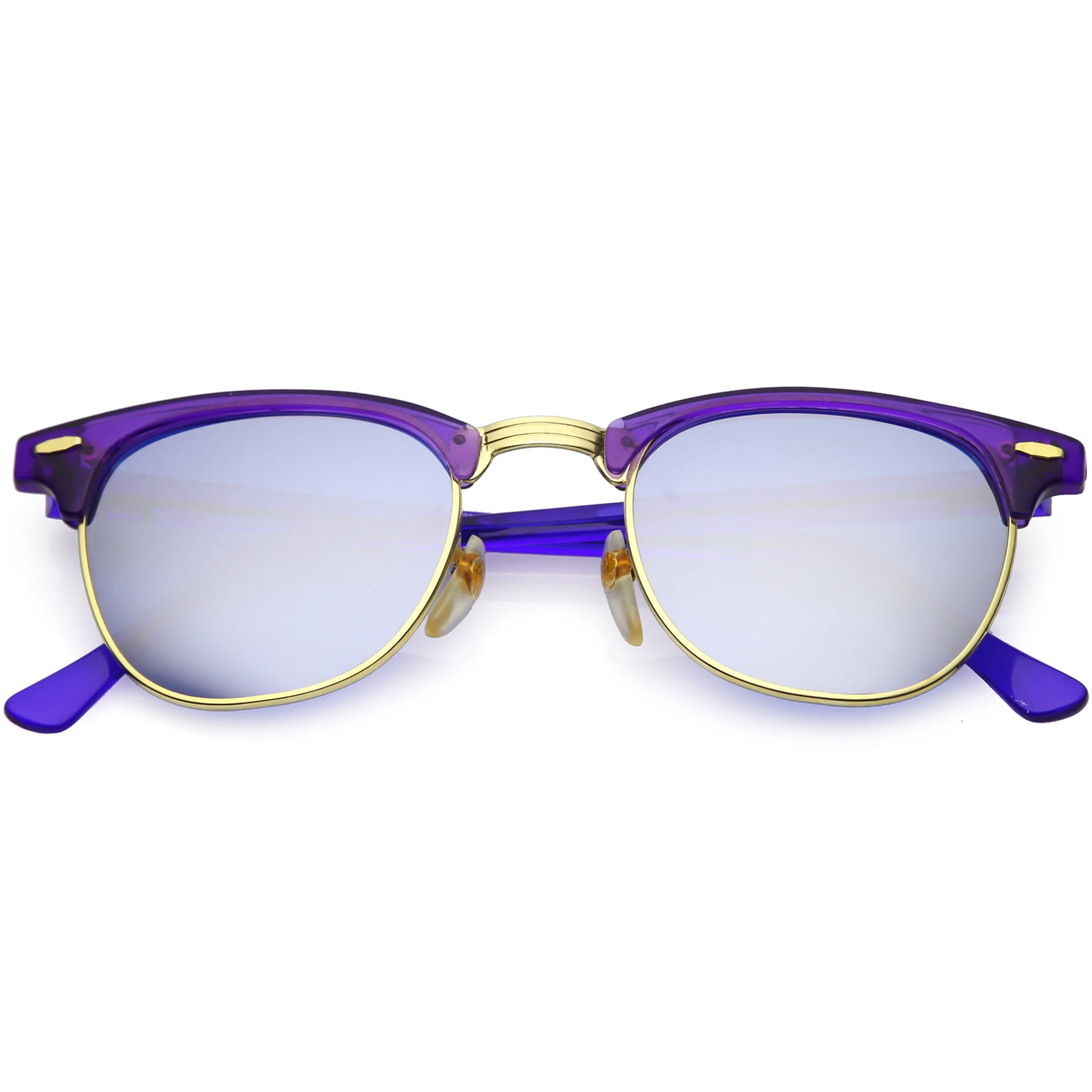 sunglass.la True Vintage Horn Rimmed Semi Rimless Sunglasses Mirrored