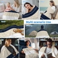 thumbnail image 5 of Navy Beige Striped Cooling Blanket, Lightweight Breathable Summer Throw Blanket with Double Sided Cold Effect, Gradient Geometric Blue White Picnic Beach Blankets Bed Sheet for Hot Sleepers 30"x40", 5 of 8