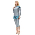 thumbnail image 4 of IBTOM CASTLE Women Burkini Swimsuits Modest Muslim Swimwear Islamic Long Sleeve Full Cover Hijab Top Skirted Swim Capris ​Pants Set 2XL Gray, 4 of 8