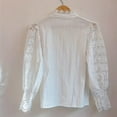 thumbnail image 6 of ZEHJUHAN Victorian-Inspired Women's Lace Blouse with Pearl Accents - Elegant Puffed Long Sleeve, Stand Collar Semi-Sheer Top for Spring & Summer, 6 of 7