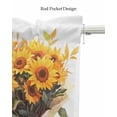 thumbnail image 5 of Sunflower Kitchen Valances for Windows Farmhouse Linen Window Valance Curtain for Living Room Window Treatment Farmhouse Pastoral Floral Watercolor Plant Valance Rod Pocket Topper Drape, 42 x 18 Inch, 5 of 6