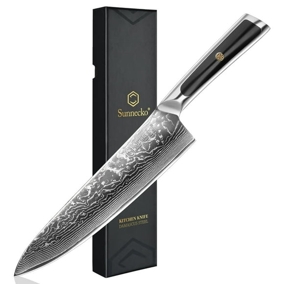 Sunnecko Chef Knife 8 Inch, Damascus Kitchen Knife Japanese Chefs Knife Vg10 High Carbon Stainless Steel