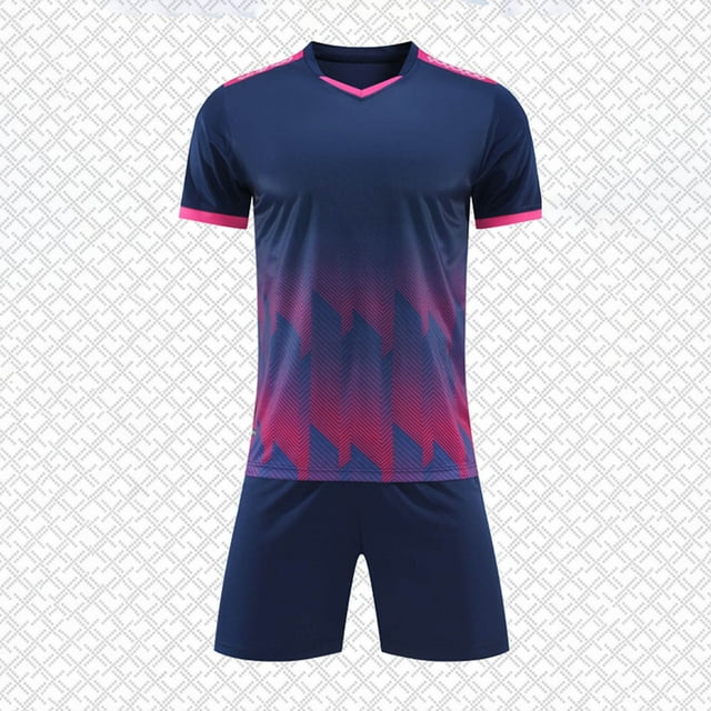 hengsof Ensemble de Maillot de Football à la Mode pour Enfants, Haut à Manches Courtes et Col Rond, Ensemble de Sport avec Shorts à Taille Élastique, Confortable, Respirant, Absorbant la Transpiration, Séchage Rapide, Uniforme de Sport Deux Pièces