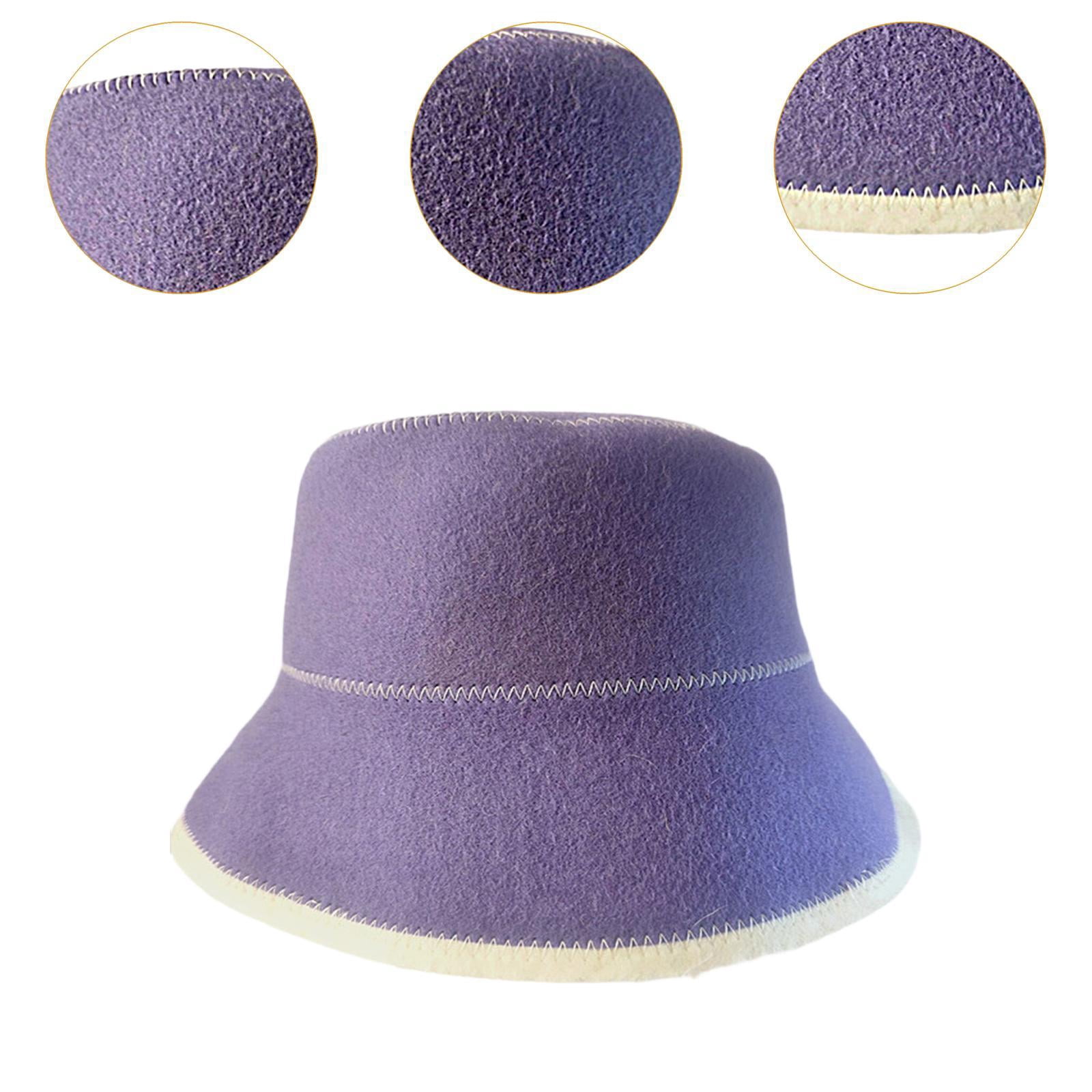 oshhni Felt Cloth Sauna Hat Bath Accessories Sauna Cap for Bath House Men Women SPA Purple