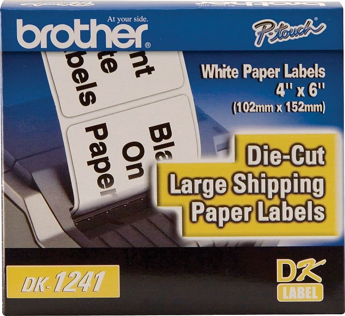 Brother Genuine DK-1241 Die-Cut Shipping Paper Labels for Brother QL Label Printers, 4 in x 6 in (101 mm x 152 mm), DK1241