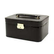 International  Lizard Debossed Leather Jewelry Box with Soft Velour Lining - Black