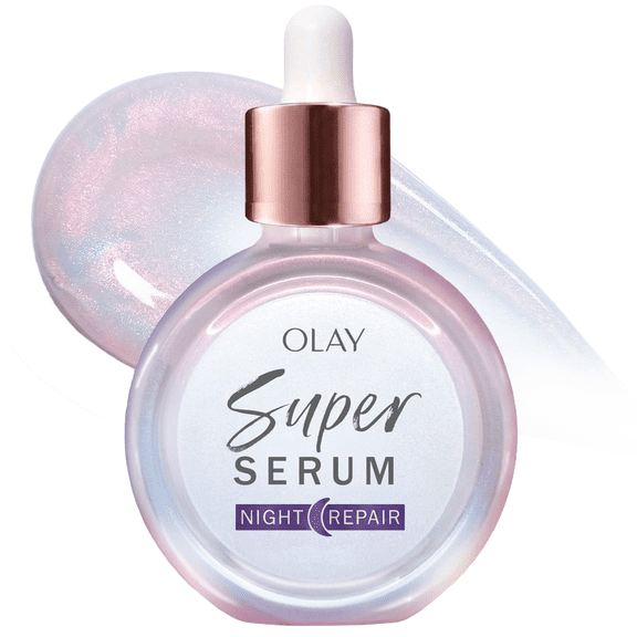 Olay Face Serum, Super Night Serum 5-in-1, Wrinkle Correcting, Fragrance-Free, 1.0fl oz