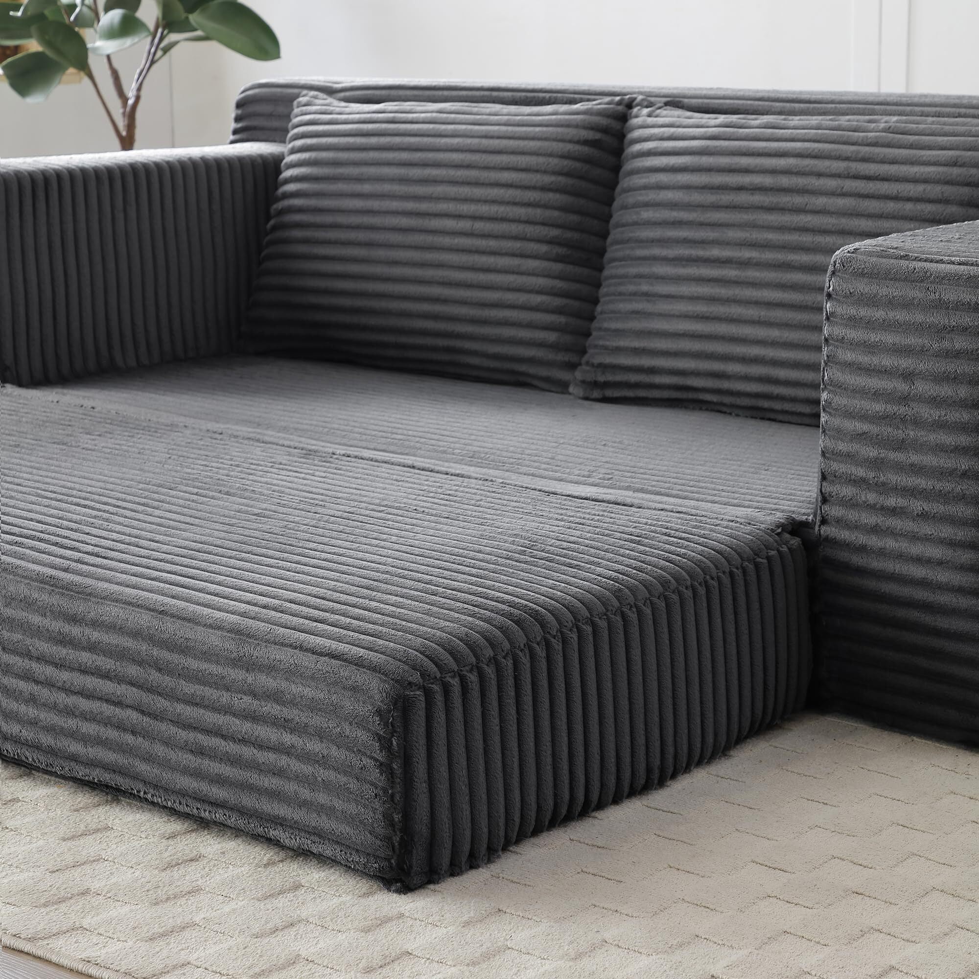 Howcool 132" Boneless Cloud Sectional Couches for Living Room, U Shaped Couch with Deep Seat Chaise, High Density Foam Compression Sofa