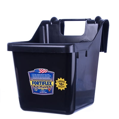 Fortiflex Hook Over Fence Feeder for Dogs/Cats and Horses, 16-Quart, Black