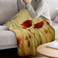 thumbnail image 3 of Red Poppy Flower Blanket Soft Cozy Warm Throw Blanket for Couch, Plush Fuzzy Flannel Fleece Blankets for Sofa, Vintage Farmhouse Vintage Floral Plant Bed Blankets Lightweight Gifts for Women, 50"x60", 3 of 9