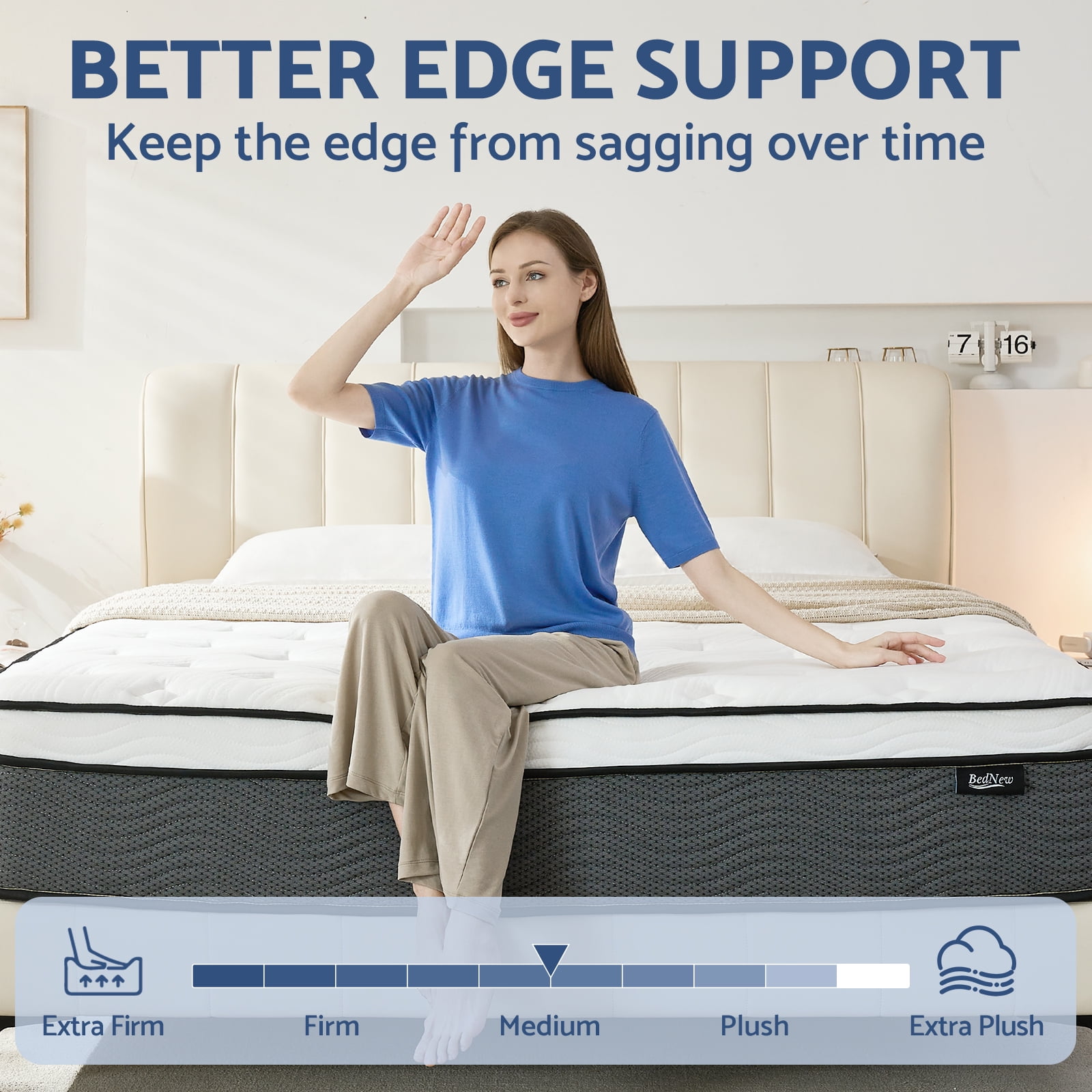 King Mattress, BedNew 12 inch Hybrid Gel Memory Foam Mattress in a Box, Medium Firm, Fiberglass Free