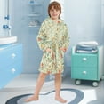 thumbnail image 5 of FORMRS Niños Bathrobe Unisex Hooded Robe Soft Plush Pajamas Sleepwear, Size 10-12T, Green Floral Pattern, 5 of 7