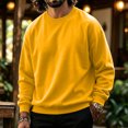 thumbnail image 6 of Mens Crewneck Sweatshirts Casual Stylish Long Sleeves Solid Color Pullover Fall Winter Lightweight Fleece Workout Athletic Sweatshirt Orange 3XL, 6 of 6