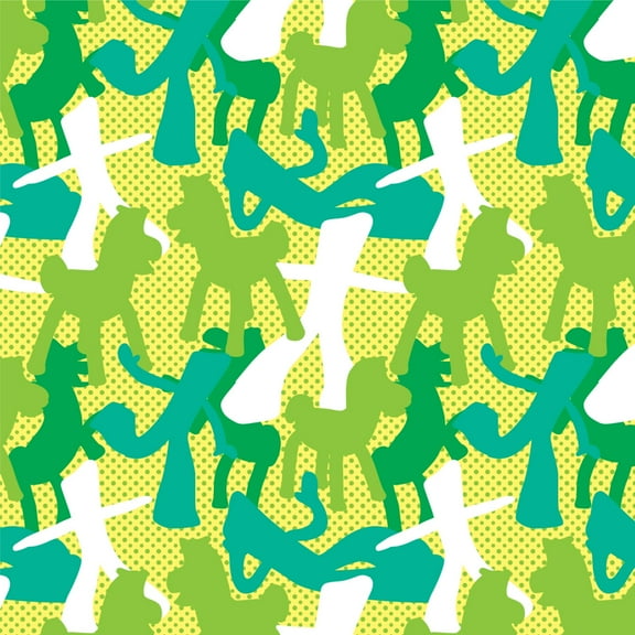 Gumby Pokey Silhouettes Green Polka Dots Pattern Premium Roll Gift Wrap Wrapping Paper