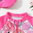thumbnail image 6 of Quealent Baby Girls One-Piece Swimsuit - Long Sleeve Zipper Rashguard with Swim Cap in Hot Pink for 12-18 Months, 6 of 7