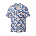 thumbnail image 4 of Salouo white Skull blue daisy Pattern Cuban Collar Shirts for Men Button-Down Shirt Men's Short Sleeve Shirts Hawaiian Shirts Casual Shirts -Large, 4 of 6
