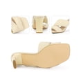 thumbnail image 2 of BLISSFUL STEP Slide Heels Mules Block Heel Sandals for Women Beige 9, 2 of 4