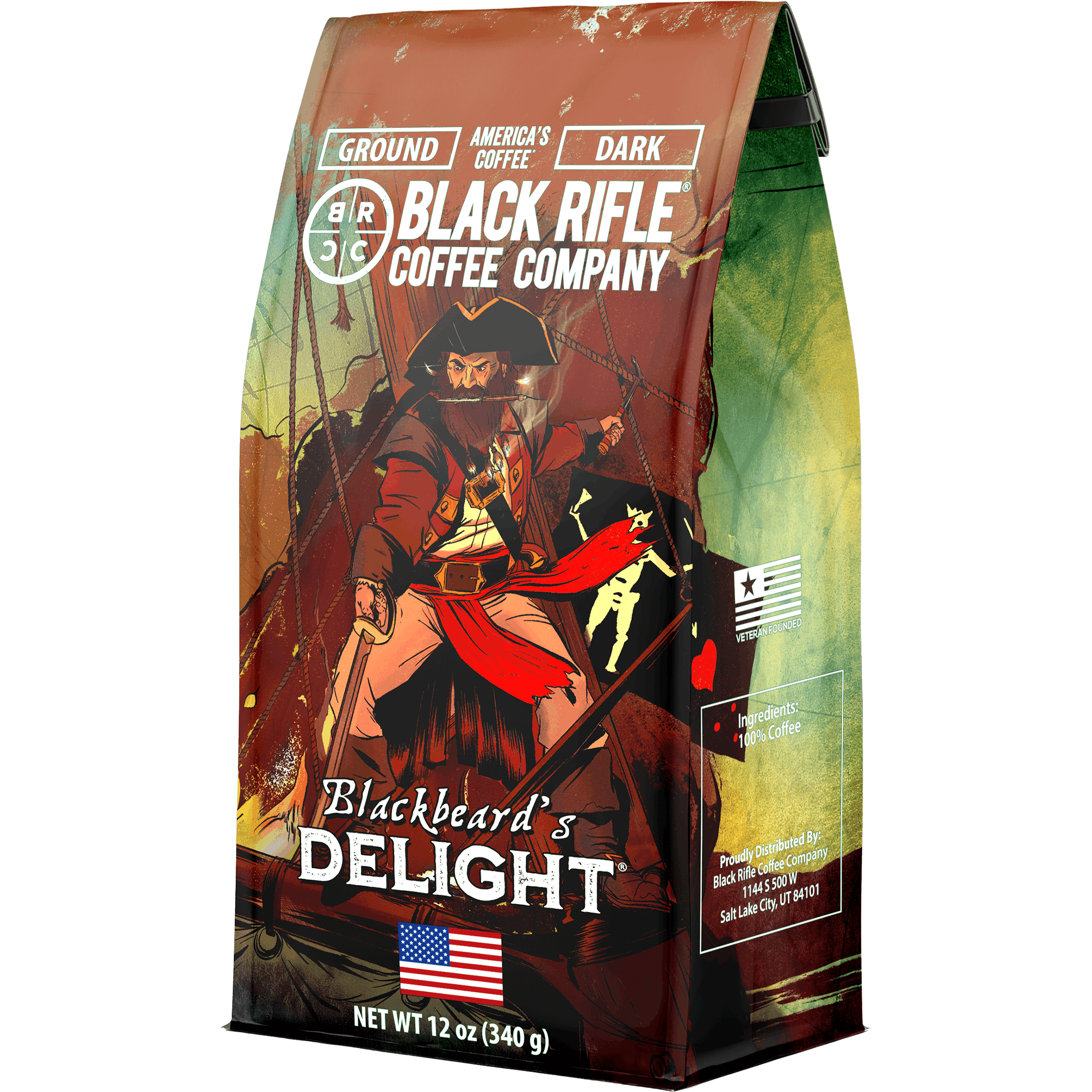 Black Rifle Coffee Company Blackbeard's Delight, Dark Roast, Ground Coffee, 12 oz