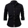 thumbnail image 3 of Stamzod Button Down Shirts for Men Casual Long Sleeve Denim Shirt Men Business Office Work Jean Shirts with Pocket Black B M, 3 of 8