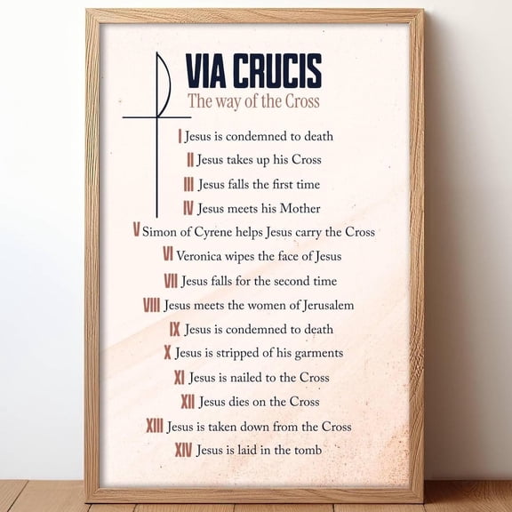 Stations Of The Cross Poster, Via Crucis Educational Poster, Unframed Poster Size 8x12 F03.1.14l2455