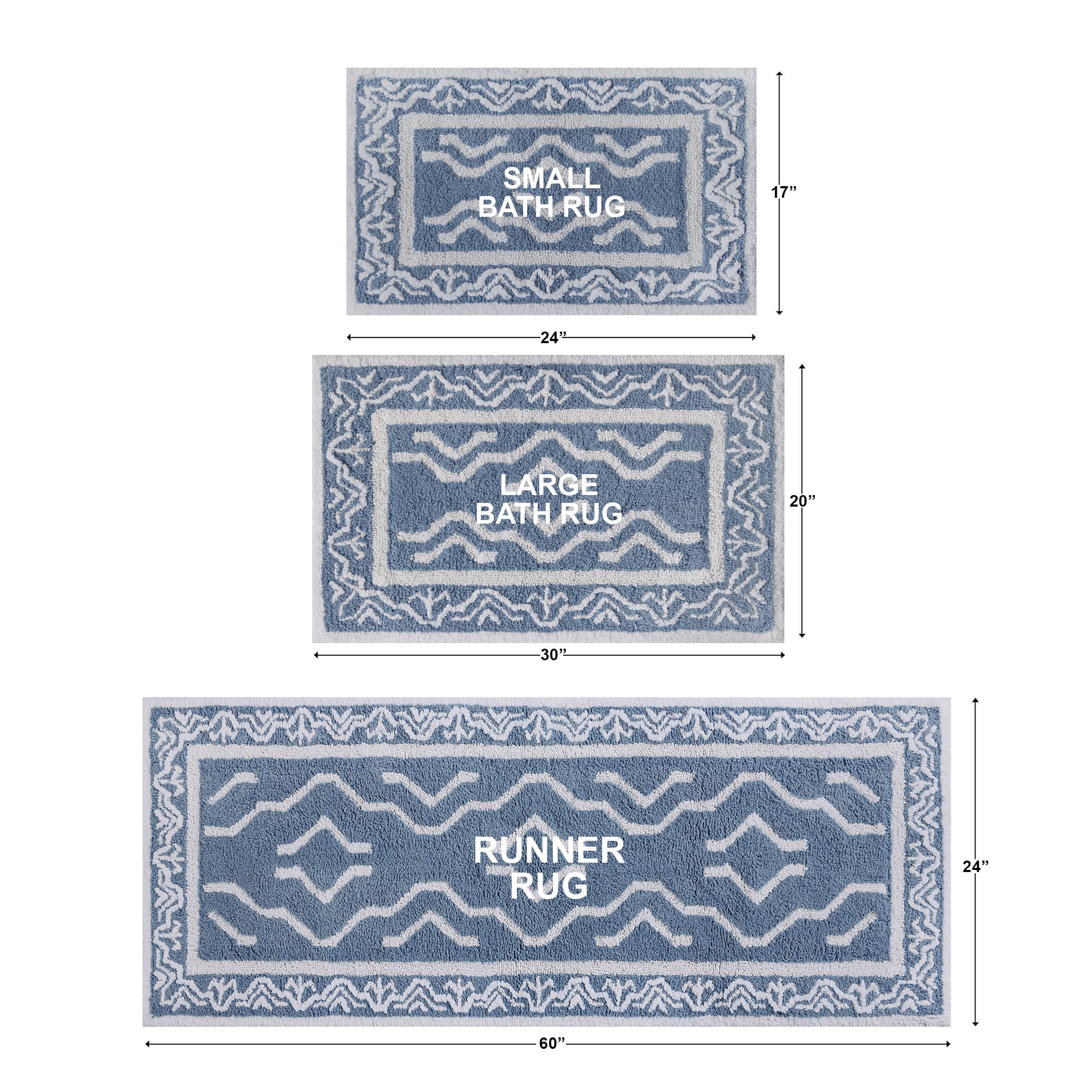 Better Homes & Gardens Dagali Oushak Bath Runner Rug, Blue Silver & White, 24" x 60"