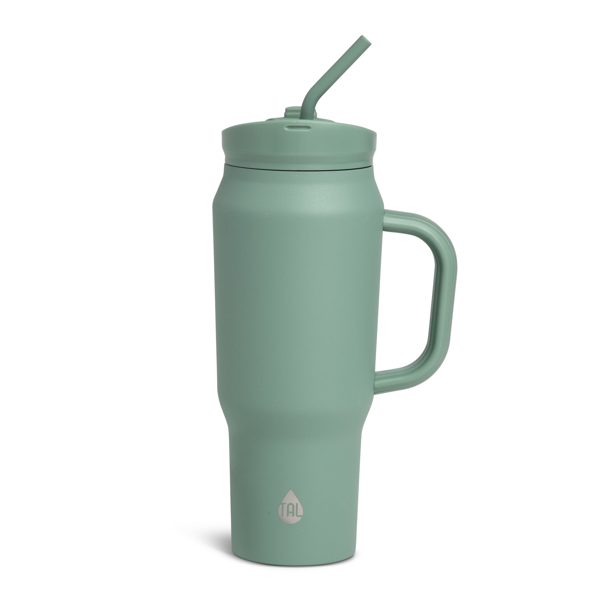 (4 pack) TAL 30oz Stainless Steel Basin Travel Mug with Silicone Straw, Sage