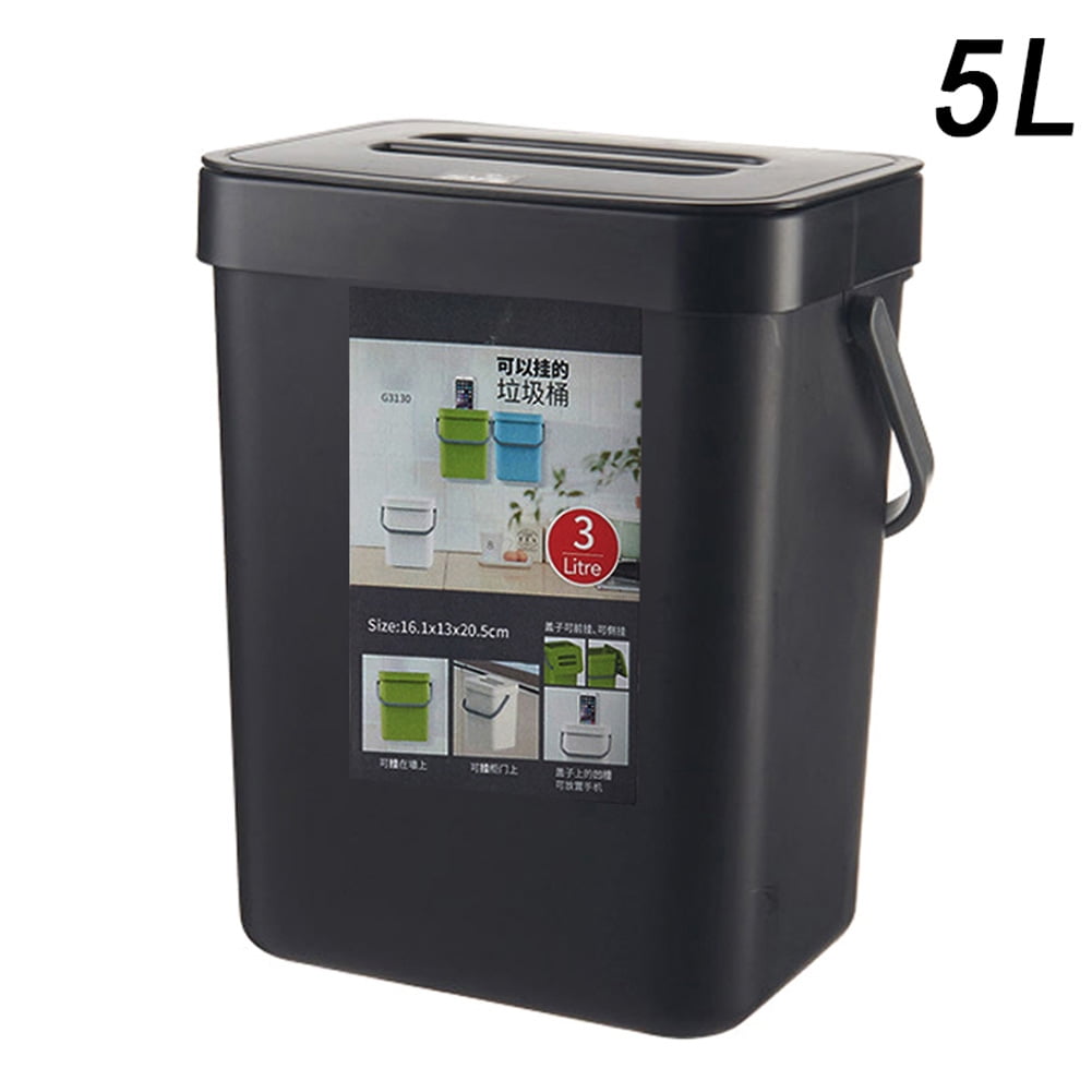 Kitchen Hanging Trash Can Bathroom Wall-mounted Garbage Bin With Handle and Lid 