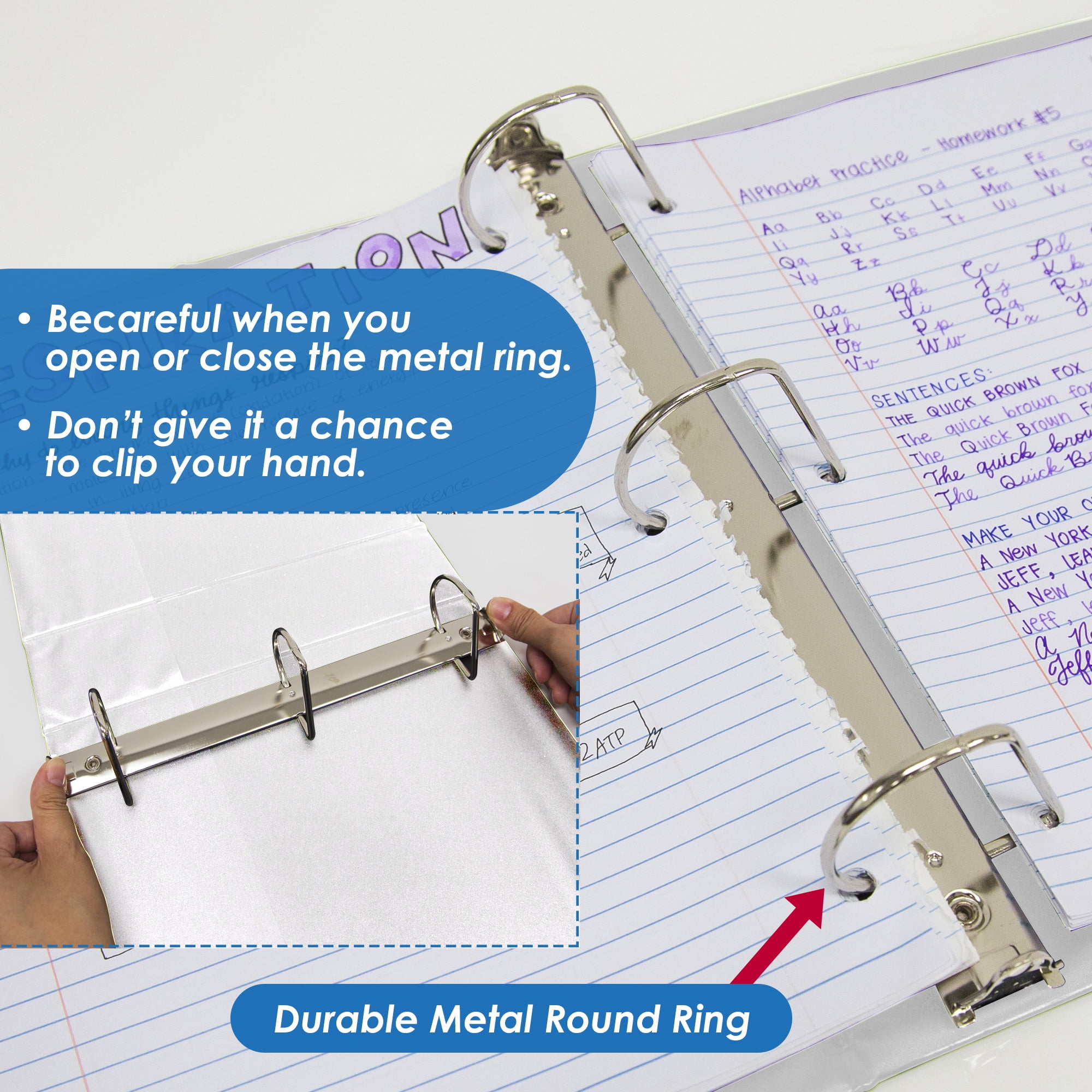 BAZIC 3 Ring Binder 3" View Binders Slant D Ring White, Hold 600 Sheets Paper, 4-Count