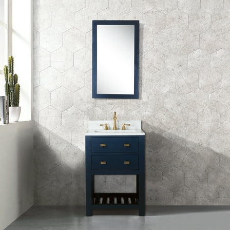 Water Creation Madalyn 24"W Wood Single Bathroom Vanity in Monarch Blue & White
