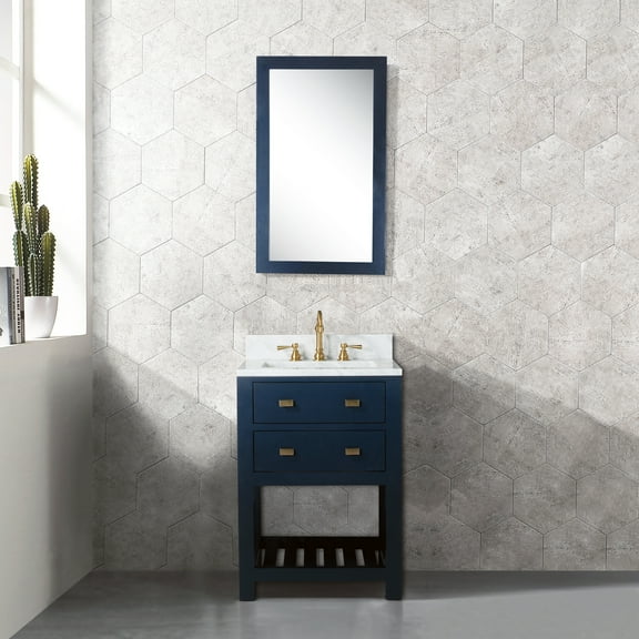 Water Creation Madalyn 24" Wood Single Bathroom Vanity in Monarch Blue & White