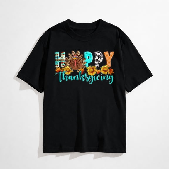 Women Vintage Turkey T-shirt Grateful Thankful Blessed Tees Fall Graphic Tops