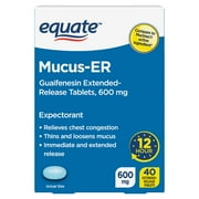 Equate Mucus and Chest Congestion Relief Guaifenesin Extended-Release Tablets, 40 Tablets