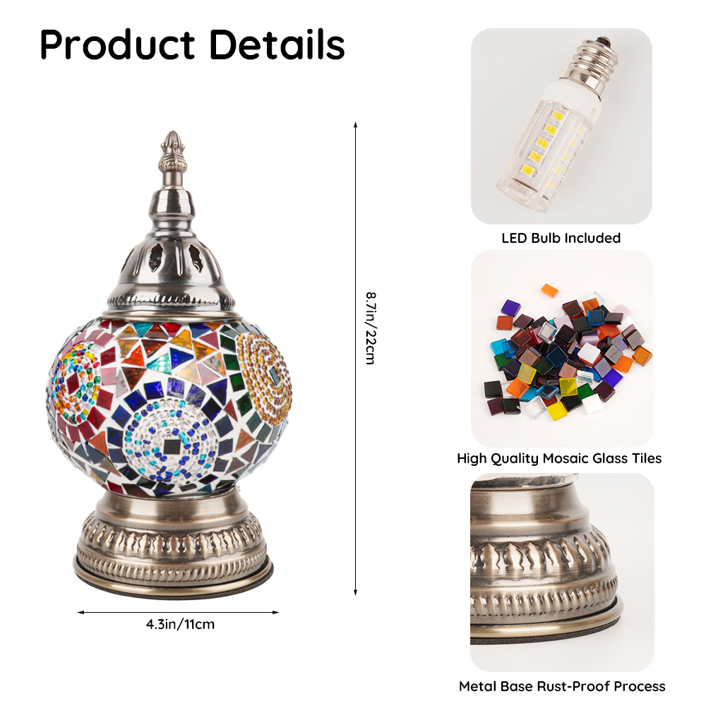 MEHOOM DIY Mosaic Lamp Kit,Colorful Turkish Crafts Kit for Adult,Moroccan Decor, Perfect Gift for Her or Him (Multicolor)