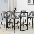 thumbnail image 6 of Velvet Fabric 29.5" Bar Stools with Nailheads and Gold Tipped Black, Modern Kitchen Stools with Wingback and Footrest, Upholstered Bar Chairs Solid Metal Leg for Kitchen (Set of 8), 6 of 8